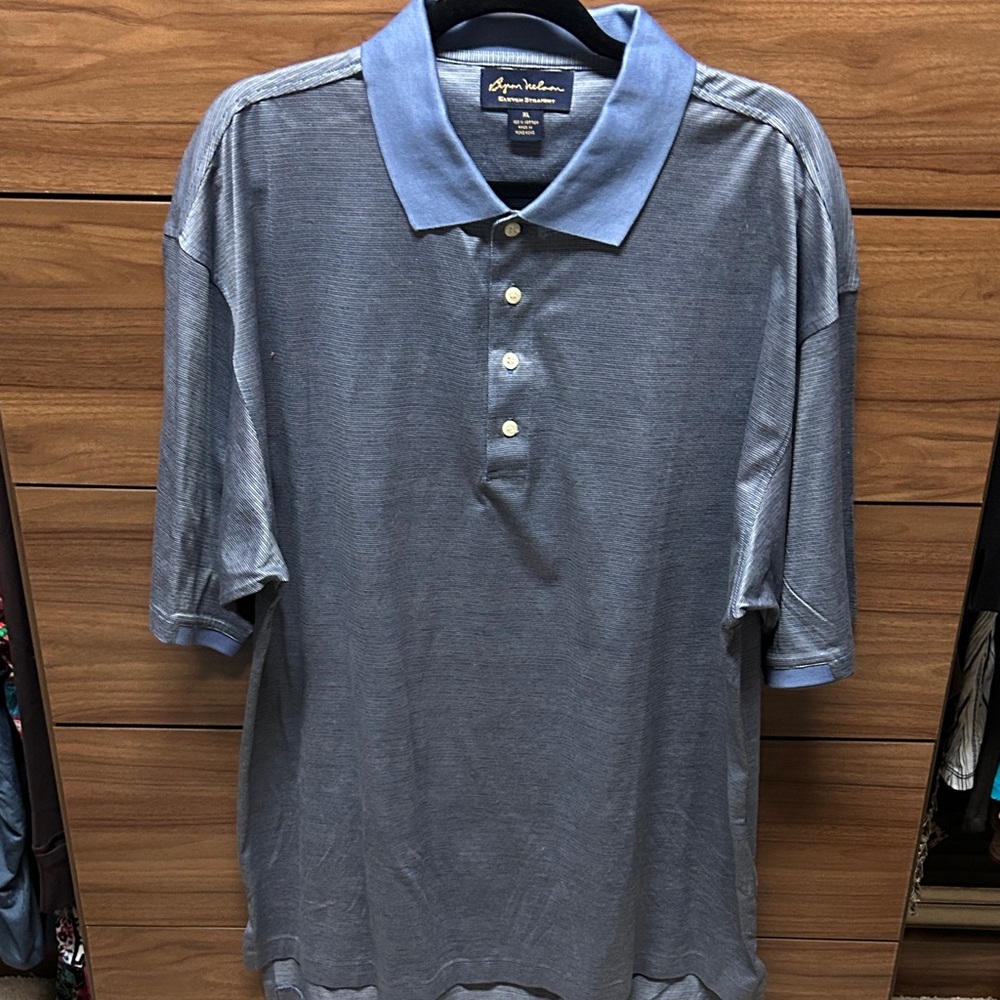 Greg Norman Collection Blue Polo Shirt Men’s XL  blue with yellow stripes